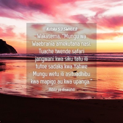 Picture 04 - Kutoka 5:3 SWHULB - Wakasema, “Mungu wa Waebrania amekutana nasi. - Bible Verse Picture