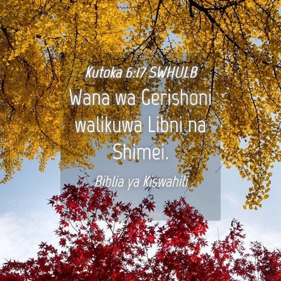 Picture 04 - Kutoka 6:17 SWHULB - Wana wa Gerishoni walikuwa Libni na - Bible Verse Picture