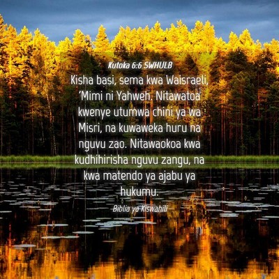 Picture 04 - Kutoka 6:6 SWHULB - Kisha basi, sema kwa Waisraeli, 'Mimi ni Yahweh. - Bible Verse Picture