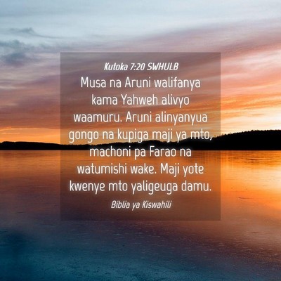 Picture 04 - Kutoka 7:20 SWHULB - Musa na Aruni walifanya kama Yahweh alivyo - Bible Verse Picture