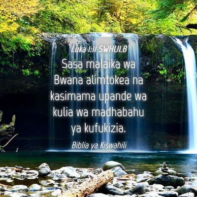 Picture 04 - Luka 1:11 SWHULB - Sasa malaika wa Bwana alimtokea na kasimama - Bible Verse Picture