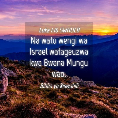 Picture 04 - Luka 1:16 SWHULB - Na watu wengi wa Israel watageuzwa kwa Bwana - Bible Verse Picture