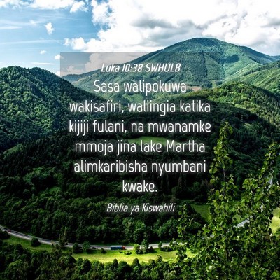 Picture 04 - Luka 10:38 SWHULB - Sasa walipokuwa wakisafiri, waliingia katika - Bible Verse Picture