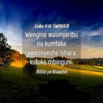 Picture 04 - Luka 11:16 SWHULB - Wengine walimjaribu na kumtaka awaonyeshe ishara - Bible Verse Picture