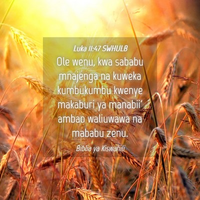 Picture 04 - Luka 11:47 SWHULB - Ole wenu, kwa sababu mnajenga na kuweka - Bible Verse Picture