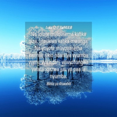 Picture 04 - Luka 12:3 SWHULB - Na lolote mlilolisema katika giza, litasikiwa - Bible Verse Picture
