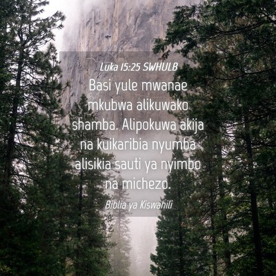 Picture 04 - Luka 15:25 SWHULB - Basi yule mwanae mkubwa alikuwako shamba. - Bible Verse Picture