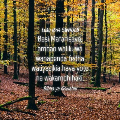 Picture 04 - Luka 16:14 SWHULB - Basi Mafarisayo, ambao walikuwa wanapenda fedha - Bible Verse Picture