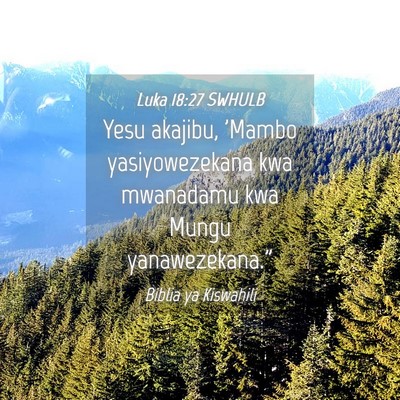Picture 04 - Luka 18:27 SWHULB - Yesu akajibu, 'Mambo yasiyowezekana kwa mwanadamu - Bible Verse Picture