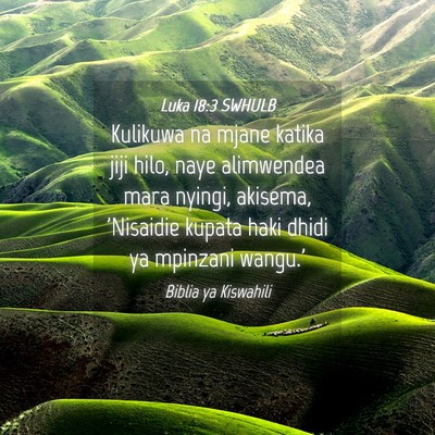 Picture 04 - Luka 18:3 SWHULB - Kulikuwa na mjane katika jiji hilo, naye - Bible Verse Picture