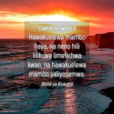 Picture 04 - Luka 18:34 SWHULB - Hawakuelewa mambo haya, na neno hili lilikuwa - Bible Verse Picture