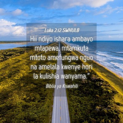 Picture 04 - Luka 2:12 SWHULB - Hii ndiyo ishara ambayo mtapewa, mtamkuta mtoto - Bible Verse Picture