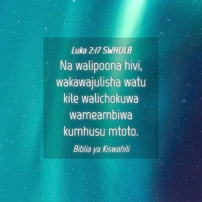 Picture 04 - Luka 2:17 SWHULB - Na walipoona hivi, wakawajulisha watu kile - Bible Verse Picture