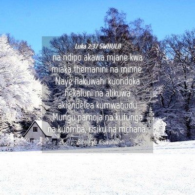 Picture 04 - Luka 2:37 SWHULB - na ndipo akawa mjane kwa miaka themanini na - Bible Verse Picture