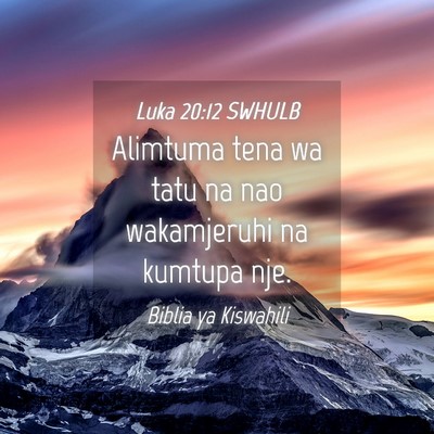 Picture 04 - Luka 20:12 SWHULB - Alimtuma tena wa tatu na nao wakamjeruhi na - Bible Verse Picture