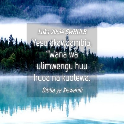 Picture 04 - Luka 20:34 SWHULB - Yesu akawaambia, “Wana wa ulimwengu huu huoa na - Bible Verse Picture
