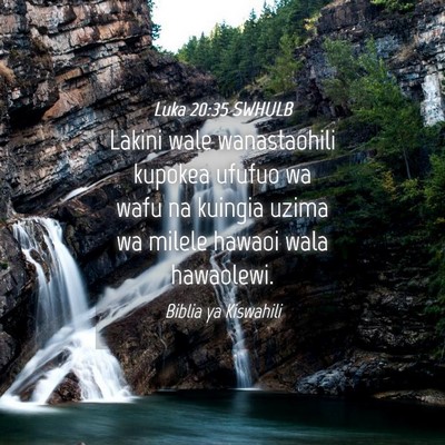 Picture 04 - Luka 20:35 SWHULB - Lakini wale wanastaohili kupokea ufufuo wa wafu - Bible Verse Picture