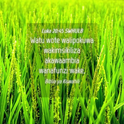 Picture 04 - Luka 20:45 SWHULB - Watu wote walipokuwa wakimsikiliza akawaambia - Bible Verse Picture