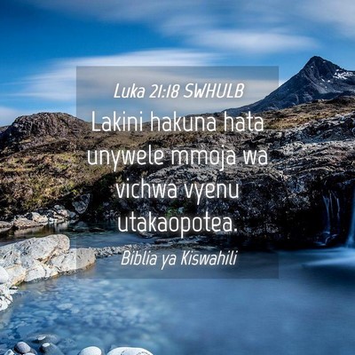 Picture 04 - Luka 21:18 SWHULB - Lakini hakuna hata unywele mmoja wa vichwa vyenu - Bible Verse Picture
