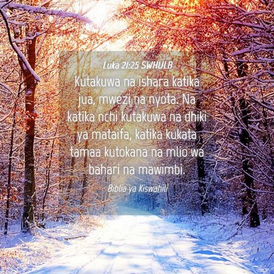 Picture 04 - Luka 21:25 SWHULB - Kutakuwa na ishara katika jua, mwezi na nyota. Na - Bible Verse Picture