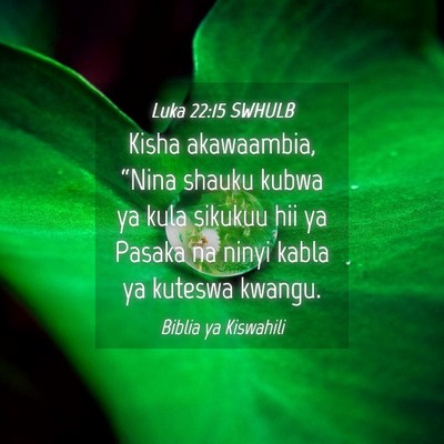 Picture 04 - Luka 22:15 SWHULB - Kisha akawaambia, “Nina shauku kubwa ya kula - Bible Verse Picture
