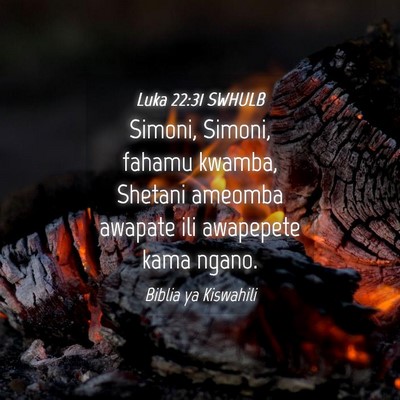 Picture 04 - Luka 22:31 SWHULB - Simoni, Simoni, fahamu kwamba, Shetani ameomba - Bible Verse Picture