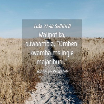Picture 04 - Luka 22:40 SWHULB - Walipofika, aliwaambia, “Ombeni kwamba msiingie - Bible Verse Picture
