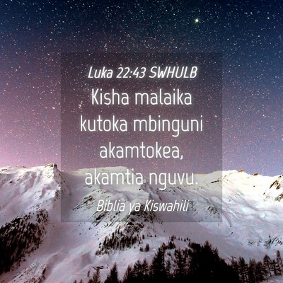 Picture 04 - Luka 22:43 SWHULB - Kisha malaika kutoka mbinguni akamtokea, akamtia - Bible Verse Picture