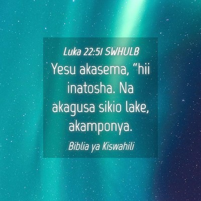 Picture 04 - Luka 22:51 SWHULB - Yesu akasema, “hii inatosha. Na akagusa sikio - Bible Verse Picture