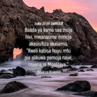 Picture 04 - Luka 22:59 SWHULB - Baada ya kama saa moja hivi, mwanaume mmoja - Bible Verse Picture