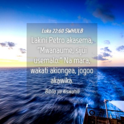 Picture 04 - Luka 22:60 SWHULB - Lakini Petro akasema, “Mwanaume, sijui - Bible Verse Picture