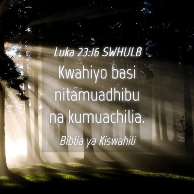 Picture 04 - Luka 23:16 SWHULB - Kwahiyo basi nitamuadhibu na - Bible Verse Picture