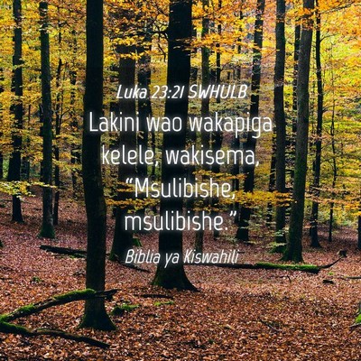 Picture 04 - Luka 23:21 SWHULB - Lakini wao wakapiga kelele, wakisema, - Bible Verse Picture