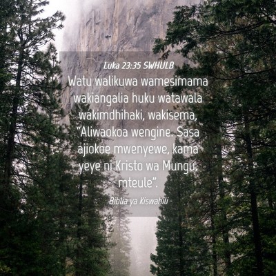 Picture 04 - Luka 23:35 SWHULB - Watu walikuwa wamesimama wakiangalia huku - Bible Verse Picture