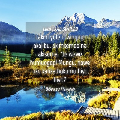 Picture 04 - Luka 23:40 SWHULB - Lakini yule mwingine akajibu, akimkemea na - Bible Verse Picture