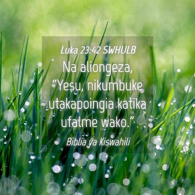 Picture 04 - Luka 23:42 SWHULB - Na aliongeza, “Yesu, nikumbuke utakapoingia - Bible Verse Picture