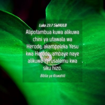 Picture 04 - Luka 23:7 SWHULB - Alipotambua kuwa alikuwa chini ya utawala wa - Bible Verse Picture