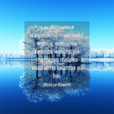 Picture 04 - Luka 24:23 SWHULB - Walipoukosa mwili wake, wakaja, wakisema kwamba - Bible Verse Picture