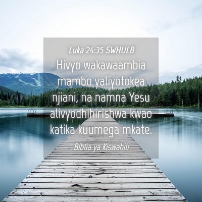 Picture 04 - Luka 24:35 SWHULB - Hivyo wakawaambia mambo yaliyotokea njiani, na - Bible Verse Picture