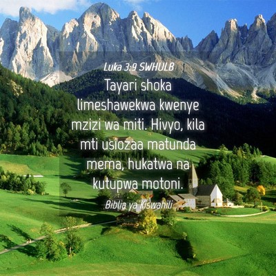 Picture 04 - Luka 3:9 SWHULB - Tayari shoka limeshawekwa kwenye mzizi wa miti. - Bible Verse Picture