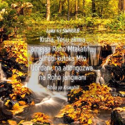 Picture 04 - Luka 4:1 SWHULB - Kisha, Yesu akiwa amejaa Roho Mtakatifu, alirudi - Bible Verse Picture