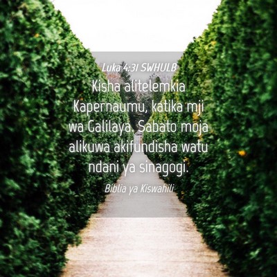 Picture 04 - Luka 4:31 SWHULB - Kisha alitelemkia Kapernaumu, katika mji wa - Bible Verse Picture