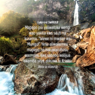 Picture 04 - Luka 4:41 SWHULB - Mapepo pia yaliwatoka wengi wao yakilia kwa sauti - Bible Verse Picture