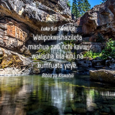 Picture 04 - Luka 5:11 SWHULB - Walipokwishazileta mashua zao nchi kavu, waliacha - Bible Verse Picture