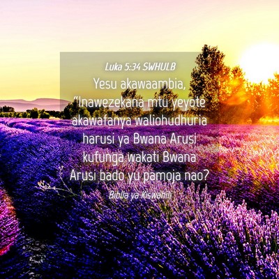 Picture 04 - Luka 5:34 SWHULB - Yesu akawaambia, “Inawezekana mtu yeyote - Bible Verse Picture