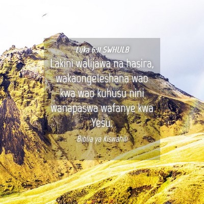 Picture 04 - Luka 6:11 SWHULB - Lakini walijawa na hasira, wakaongeleshana wao - Bible Verse Picture