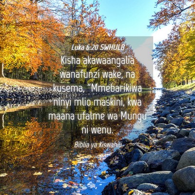 Picture 04 - Luka 6:20 SWHULB - Kisha akawaangalia wanafunzi wake, na kusema, - Bible Verse Picture