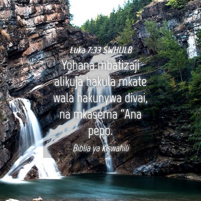 Picture 04 - Luka 7:33 SWHULB - Yohana mbatizaji alikuja hakula mkate wala - Bible Verse Picture