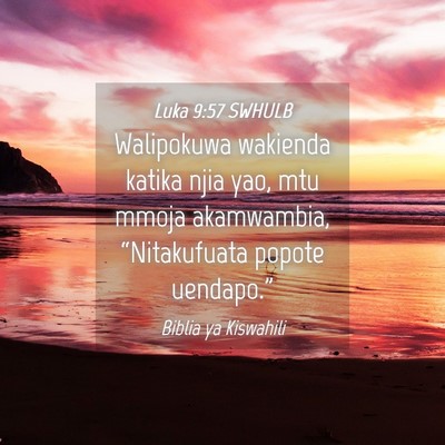 Picture 04 - Luka 9:57 SWHULB - Walipokuwa wakienda katika njia yao, mtu mmoja - Bible Verse Picture