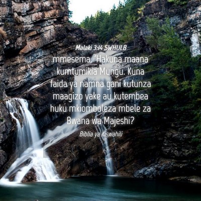 Picture 04 - Malaki 3:14 SWHULB - mmesema, 'Hakuna maana kumtumikia Mungu. Kuna - Bible Verse Picture